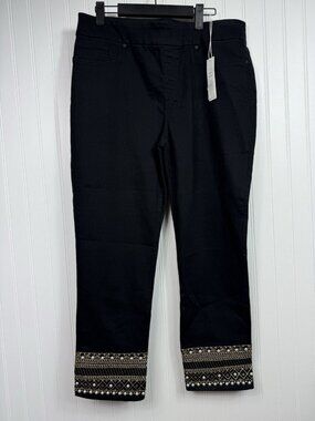 Chico's Black Denim Beaded Ankle Jegging Jeans Sz 12R Chico 2 MSRP $139 NWT